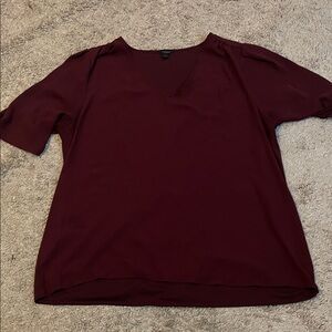Ann Taylor Rich Burgundy V-Neck Blouse
